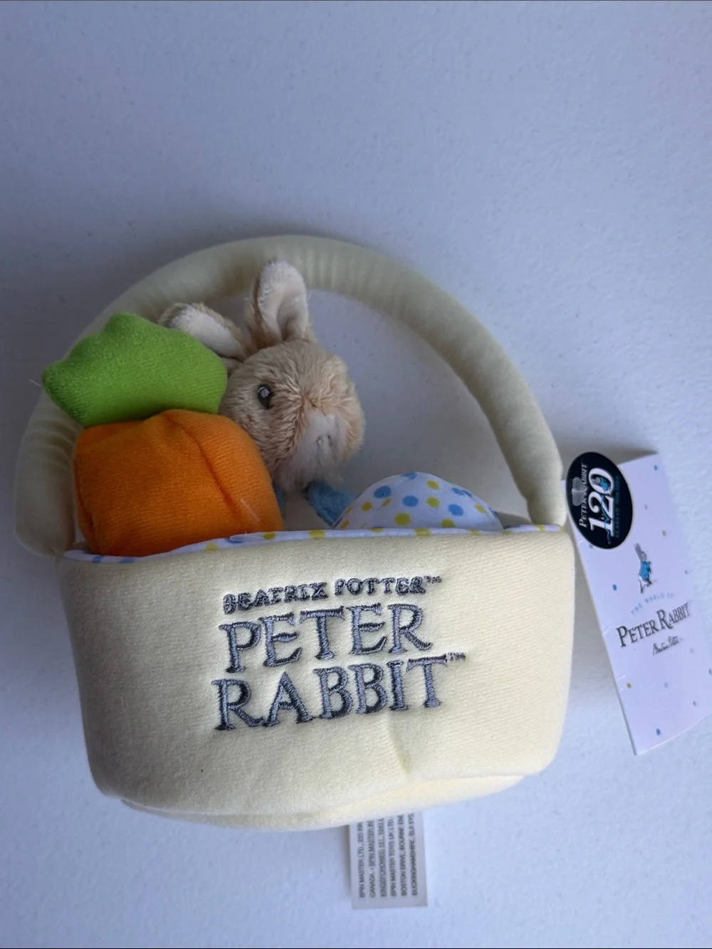 Peter Rabbit Plush Easter Basket - Cream with Orange Carrot